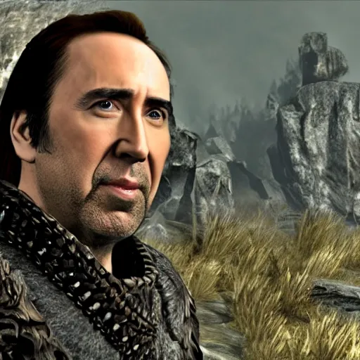 Image similar to Nicholas Cage in Skyrim