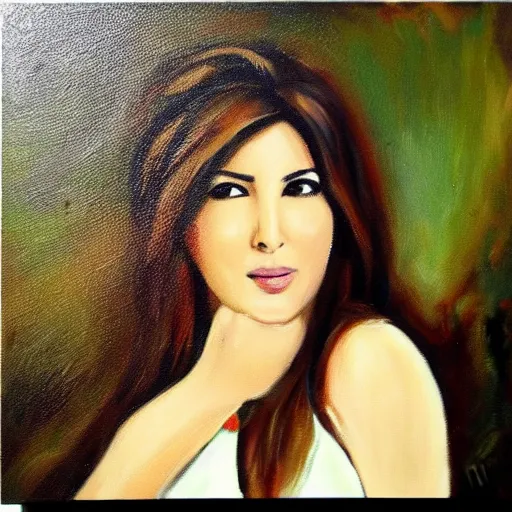 Image similar to nancy ajram, oil painting