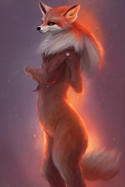 Image similar to an anthropomorphic medieval fox with a fluffy tail, backlighting, trending on artstation, digital art, furry art, trending on furaffinity, fantasy art, by kawacy