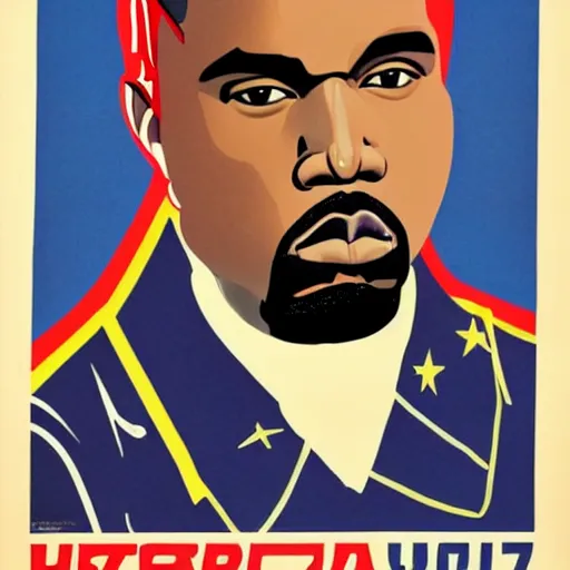 Prompt: a soviet equality propaganda poster of kanye west