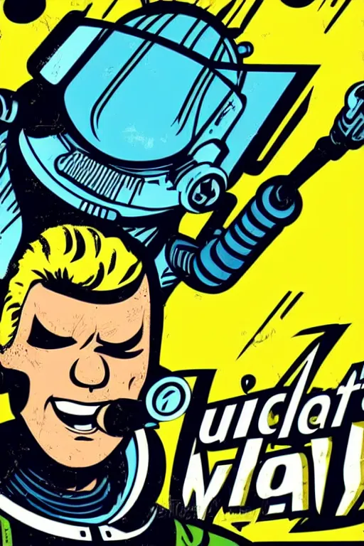 Image similar to fallout 7 6 retro futurist illustration art by butcher billy, sticker, colorful, illustration, highly detailed, simple, smooth and clean vector curves, no jagged lines, vector art, smooth andy warhol style