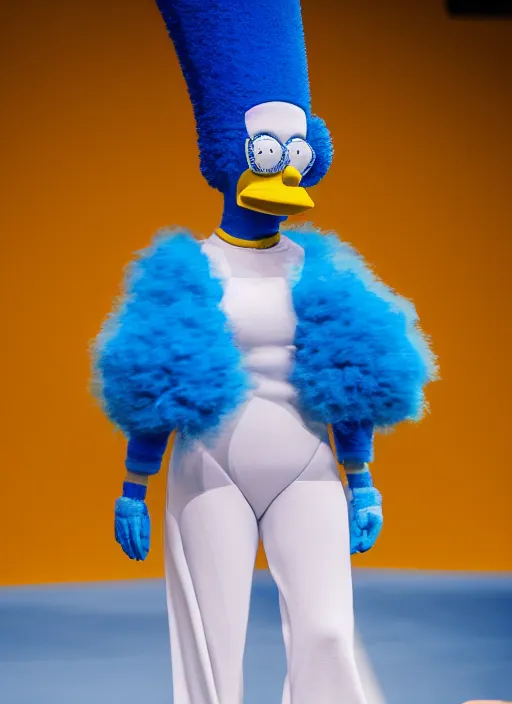 Image similar to hyperrealistic and heavy detailed air jordan runway show of marge simpson, leica sl 2 5 0 mm, vivid color, high quality, high textured, real life