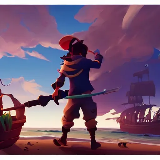 Image similar to painting treasure on sea of thieves game smooth median photoshop filter cutout vector, behance hd by jesper ejsing, by rhads, makoto shinkai and lois van baarle, ilya kuvshinov, rossdraws global illumination