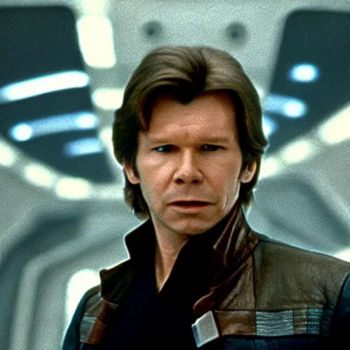 Prompt: film still of Gary Oldman as Han Solo in Star Wars 1977