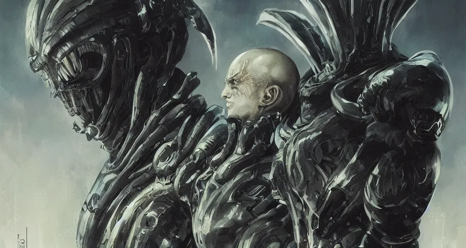 Image similar to one punch man by h. r. giger and greg rutkowski - elden ring