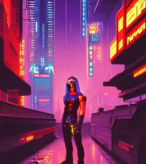 Image similar to a portrait of a cyberpunk choomba, Night City, cyberpunk 2077, very very coherent painting, 1979 OMNI Magazine Cover, street level neo-Tokyo in Cyberpunk 2077 style by Vincent Di Fate by mark arian by artgerm, 4k, 8k, HD, trending on artstation