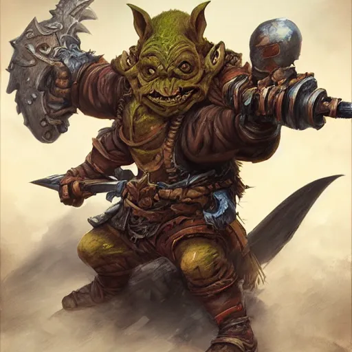 Prompt: a goblin Warrior in the style of Justin Gerard, realistic painting, high definition, digital art, matte painting, very detailed, realistic