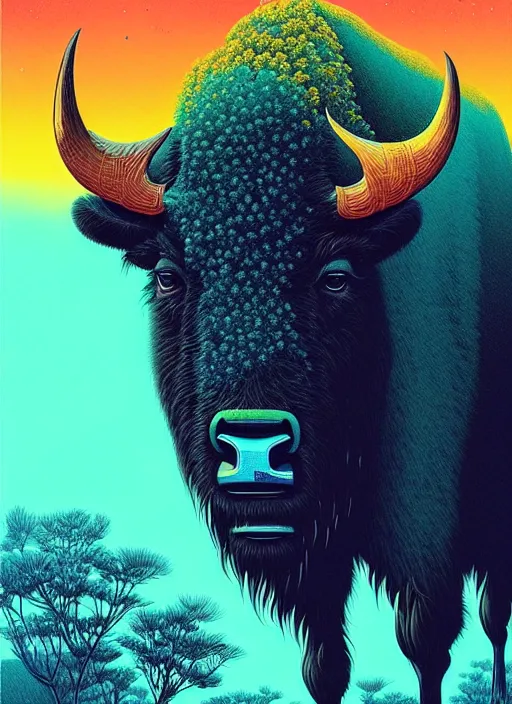 Prompt: symmetry!! stunning portrait of a buffalo on the street covered in cocaine, by victo ngai, kilian eng vibrant colors, dynamic lighting, digital art, winning award masterpiece, fantastically beautiful, illustration, aestheticly inspired by beksinski and dan mumford, upscale with simon stalenhag work, artstation, 8 k
