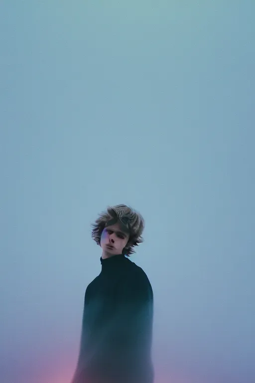 Image similar to high quality pastel coloured film mid angle selfie photograph of a beautiful young 2 0 year old male, soft features, standing in an icelandic black rock environment. atmospheric. three point light. photographic. art directed. ( pastel colours ). volumetric light. stark. waves glitch. 8 k. filmic.