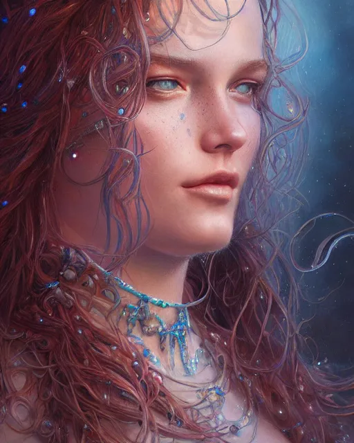 Image similar to mermaid portrait | highly detailed | very intricate | symmetrical | cinematic lighting | award - winning | closeup portrait | painted by donato giancola and mandy jurgens and charlie bowater | featured on artstation