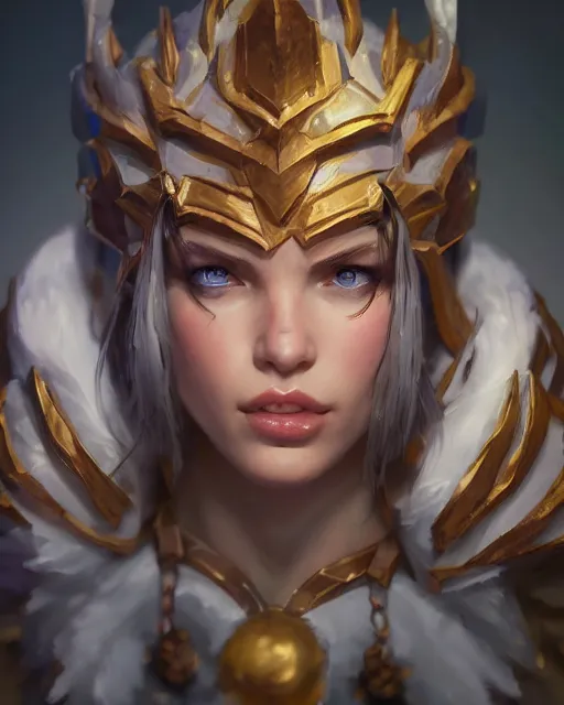 Image similar to league of legends portrait, au naturel, hyper detailed, digital art, trending in artstation, cinematic lighting, studio quality, smooth render, unreal engine 5 rendered, octane rendered, art style by klimt and nixeu and ian sprigger and wlop and krenz cushart.