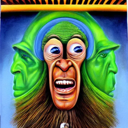 Prompt: beautiful lifelike painting of the wizard of speed and time, hyperreal detailed facial features and uv lighting, art by ed roth and basil wolverton