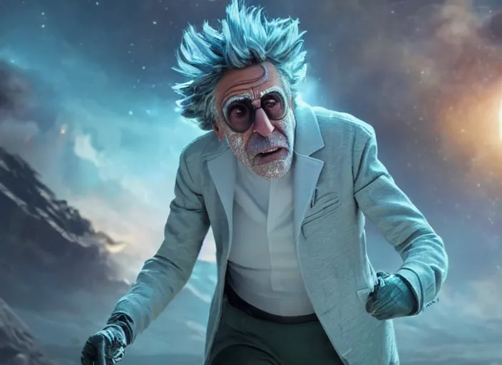 Prompt: film still of rick sanchez in the new scifi movie, 4 k, highly intricate, hyper realistic