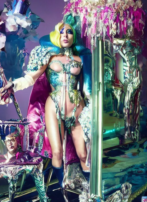 Image similar to lady gaga styled by david lachapelle posing in an expensive mansion setting Highly realistic. High resolution. Highly detailed. Dramatic. 8k.4k.