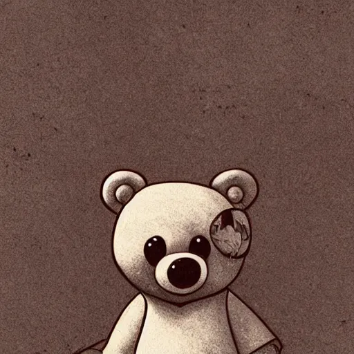 Prompt: grunge cartoon drawing of a teddy bear by - beeple , loony toons style, horror themed, detailed, elegant, intricate