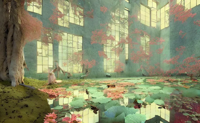 Image similar to tiled room with square pond, fantasy. intricate, amazing composition, colorful watercolor, by ruan jia, by maxfield parrish, by marc simonetti, by hikari shimoda, by robert hubert, by zhang kechun, illustration, gloomy