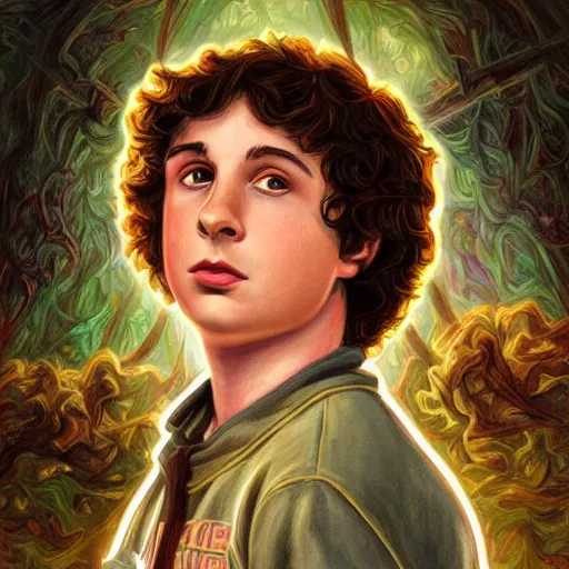 Prompt: A fantasy comic book style portrait painting of Finn Wolfhard, Stranger Things universe, real, refined, detailed digital art, Josephine wall, oil painting, William-Adolphe Bouguereau, Art Frahm, Esao Andrews, Steampunk, Walt Disney (1937) ), Highly Detailed, Cinematic Lighting, Unreal Engine, 8k, HD