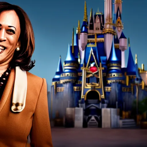 Prompt: Kamala Harris as Disney character cruella devilla, 8k, professional photography, cinematic shot, dark, smoke