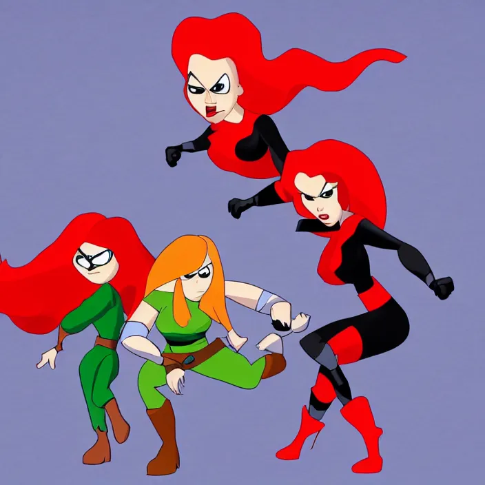 Image similar to kim possible fighting mrs incredible by pixar