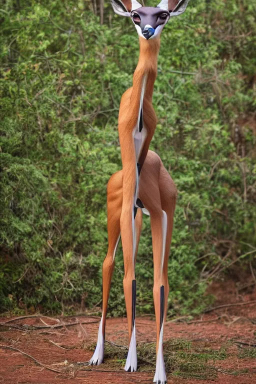 Image similar to an anthropomorphic deer gerenuk hybrid, fursuit, cosplay, 4 k photography, 2 0 2 2