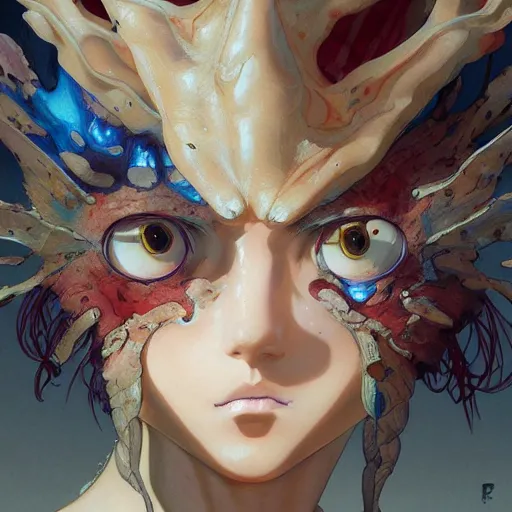 Prompt: prompt : panteon character portrait soft light painted by james jean and katsuhiro otomo and erik jones, inspired by evangeleon anime, smooth face feature, intricate oil painting, high detail illustration, sharp high detail, manga and anime 1 9 9 9