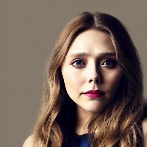 Prompt: elizabeth olsen ( ( ( ( ( scarlet witch ) ) ) ) ), portrait!!!, [ 4 k photorealism ]!!, trending on unsplash