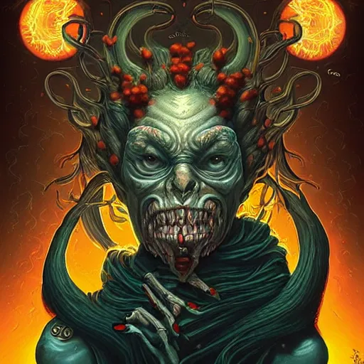 Image similar to “A portrait of the Eczema demon, digital art by Dan Mumford and Peter Mohrbacher, highly detailed, trending on DeviantArtHQ”