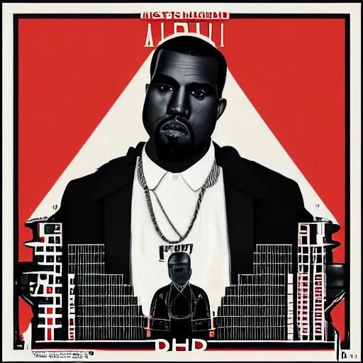 Prompt: Modernism rap album cover for Kanye West DONDA 2 designed by Virgil Abloh, HD, artstation