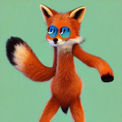 Image similar to a furry fox fursona, pixar style
