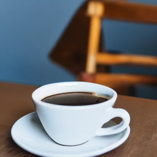 Prompt: studio shot of a cup of espresso with a westie logo on it and bees flying around it