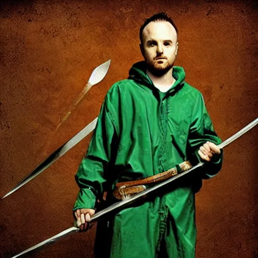 Image similar to Jesse Pinkman holding a sword, awesome photograph