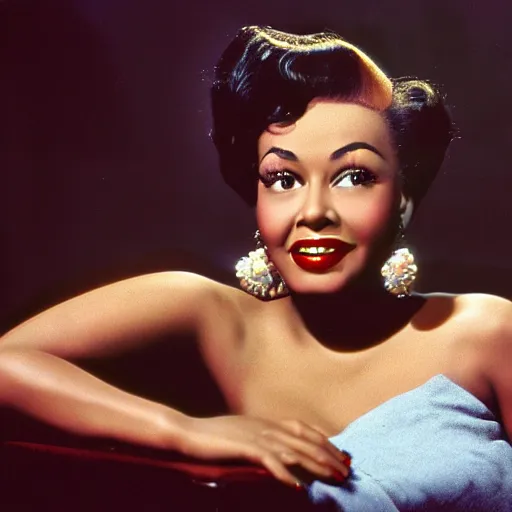 Image similar to a clear kodachrome photo of a beautiful 1 9 5 0 s black actress posing elegantly