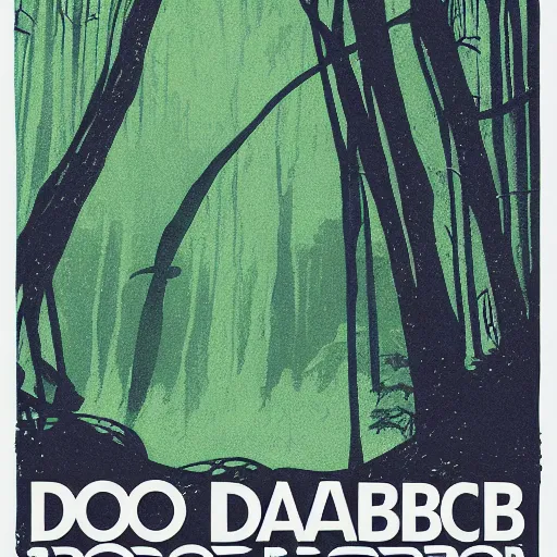 Prompt: dagobah national park poster, risograph