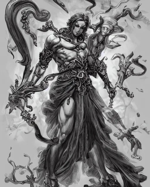 Image similar to the gods of olympus, baroque style, elegant, beautiful, mesmerizing, concept art, highly detailed, artstation, behance, deviantart, inspired by innocent manga, inspired by castlevania concept art, trending, ayami kojima, shinichi sakamoto