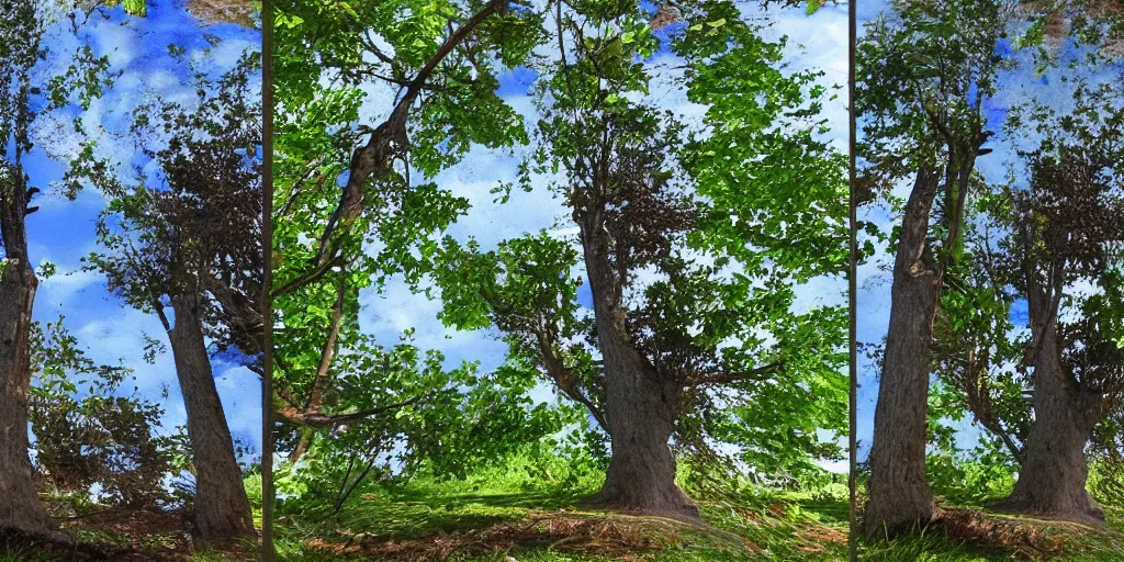 Prompt: stereoscopic 3 d image of a tree