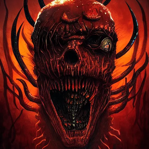 Prompt: demon of maggots and filth, scary and horror, full artwork, trending on artstation