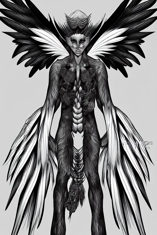 Image similar to a male harpy, symmetrical, highly detailed, digital art, sharp focus, trending on art station, anime art style