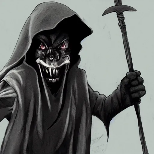 Image similar to a photo of master splinter as the grim reaper