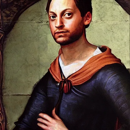 Image similar to Renaissance style painting of Tobey Maguire