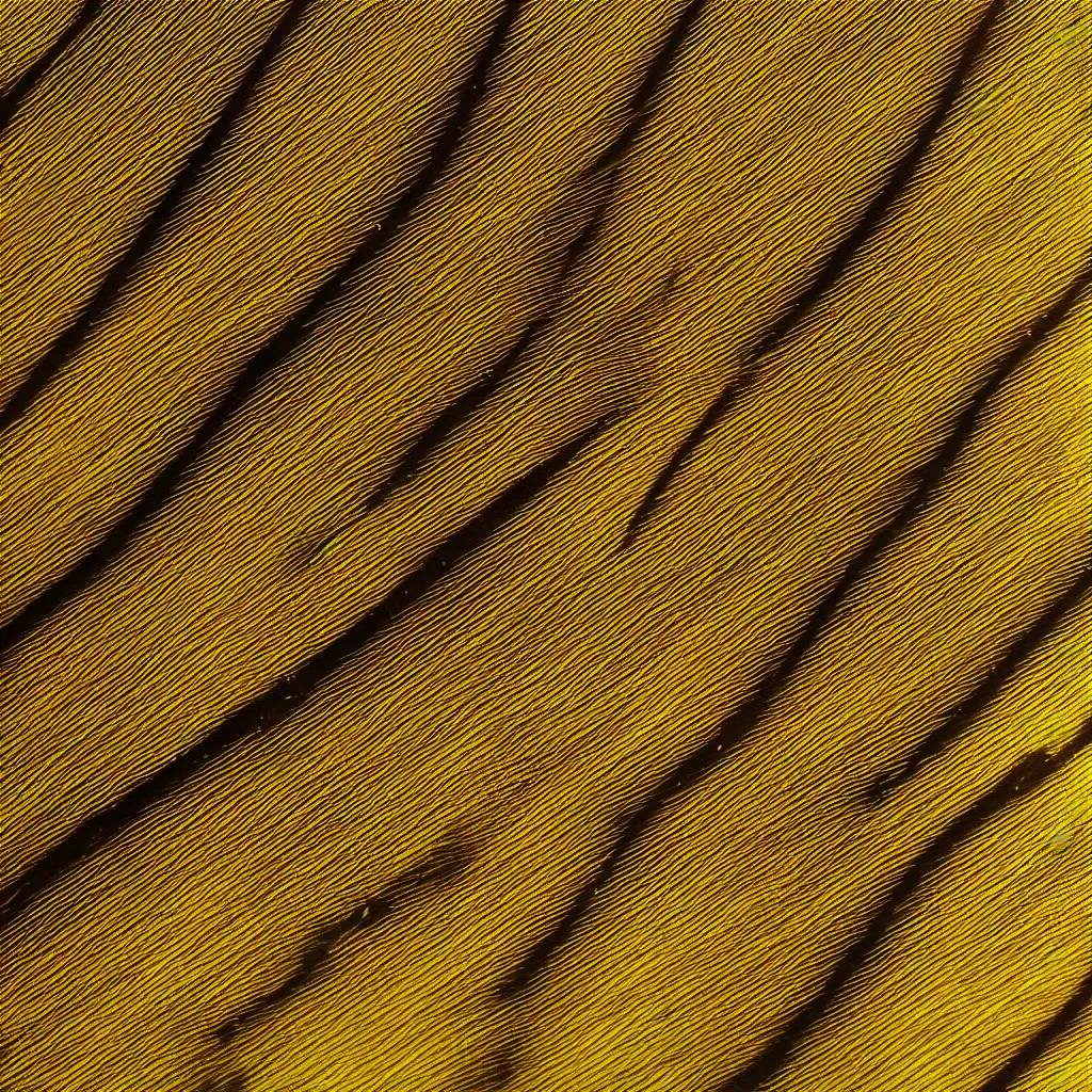 Prompt: close - up view of a feather on yellow background, 8 k, high detail, photorealistic, proper shading