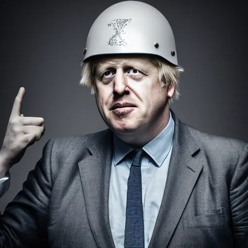 Image similar to boris johnson with peace symbol military helmet on, in kyiv, realistic, wide shot, sunny lighting, octane render, gq magazine, hyper realistic, high quality, highly detailed, hd, beautiful, cinematic, 8 k, unreal engine, facial accuracy,