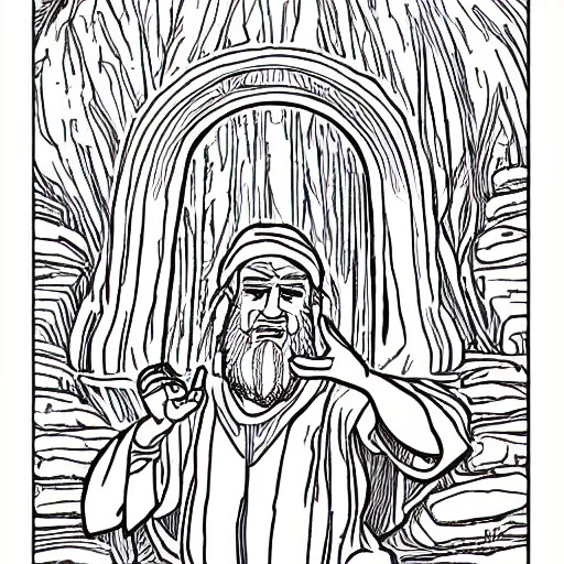 Image similar to coloring book page of Moses from the Bible as seen in Disney Pixar's Up (2009)