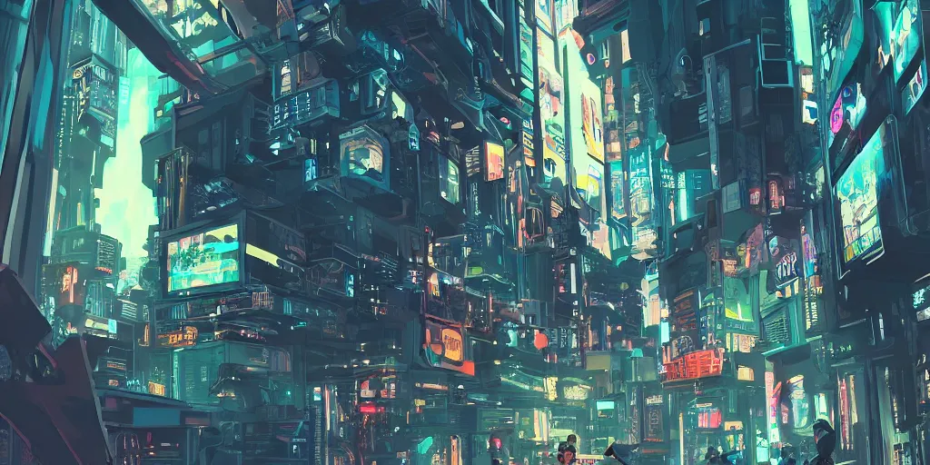 Image similar to girl creates something great, illustration, reality, cyberpunk, wide shot, light colors, highly detailed, sharp focus
