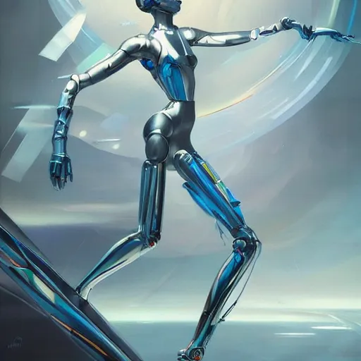 Prompt: scifi futurism automaton minimalism chrome by peter mohrbacher art Hajime Sorayama airbrush hyperrealism model abstract shatter fragments cubism futurism pastel blue soft