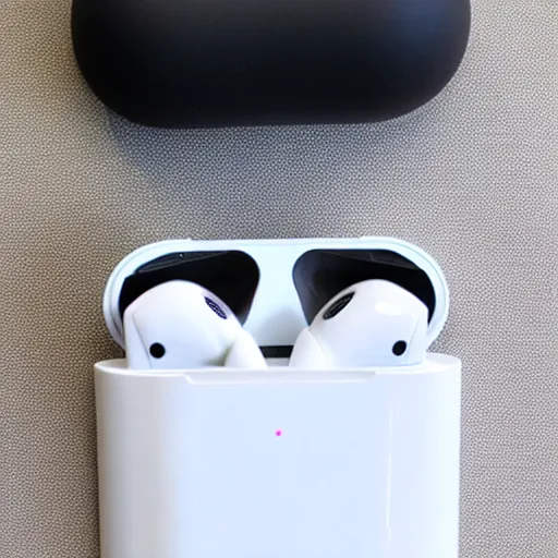 Image similar to black airpods pro case with marshmallow design on the case, studio, product photo