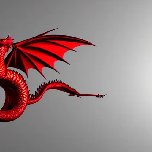 Prompt: 3D render of a red dragon, isometric view, diffuse lighting