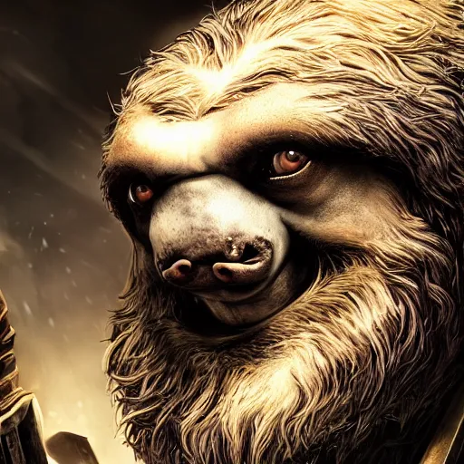 Prompt: portrait of sloth! as zeus the god of thunder, league of legends amazing splashscreen artwork, gears of war, splash art, natural light, elegant, photorealistic facial features, intricate, fantasy, detailed face, atmospheric lighting, anamorphic lens flare, cinematic lighting, league of legends splash art, hd wallpaper, ultra high details by greg rutkowski