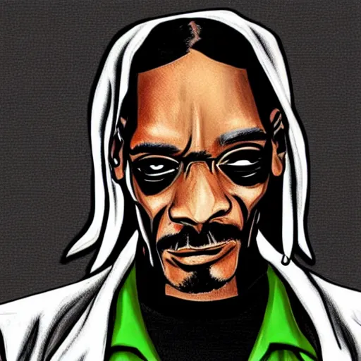 Image similar to snoop dogg drawn in walking dead art style comic