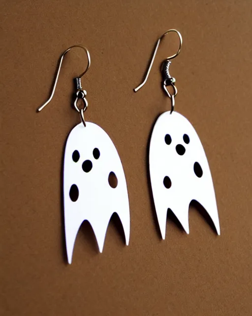 Prompt: cute funny ghost, 2 d lasercut earrings, concept art, trending on artstation, trending on deviantart