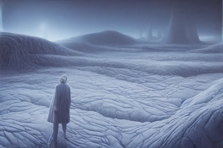 Image similar to surreal frozen landscape, painting by beeple and zdzisław beksinski, a matte painting by li shida, cgsociety, context art, redshift, matte painting, reimagined by industrial light and magic